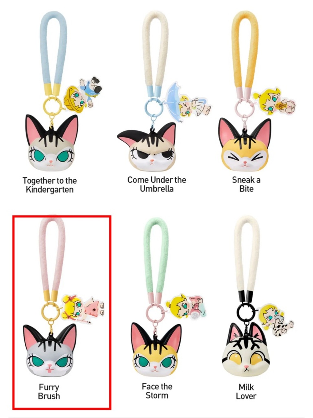 Pop mart baby Molly  squishy Charm Keychain - Furry Brush